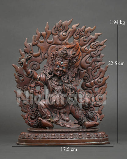 Chana Dorje Statue oxidized copper Vajrapani Buddhist protector