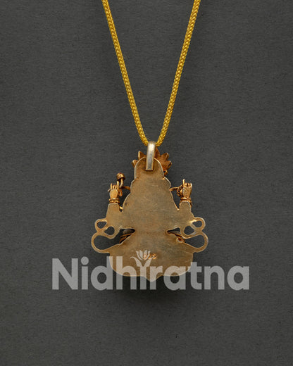 Chenrezig Locket, Featuring Compassion Buddha Symbolism and Gold Plated Details 