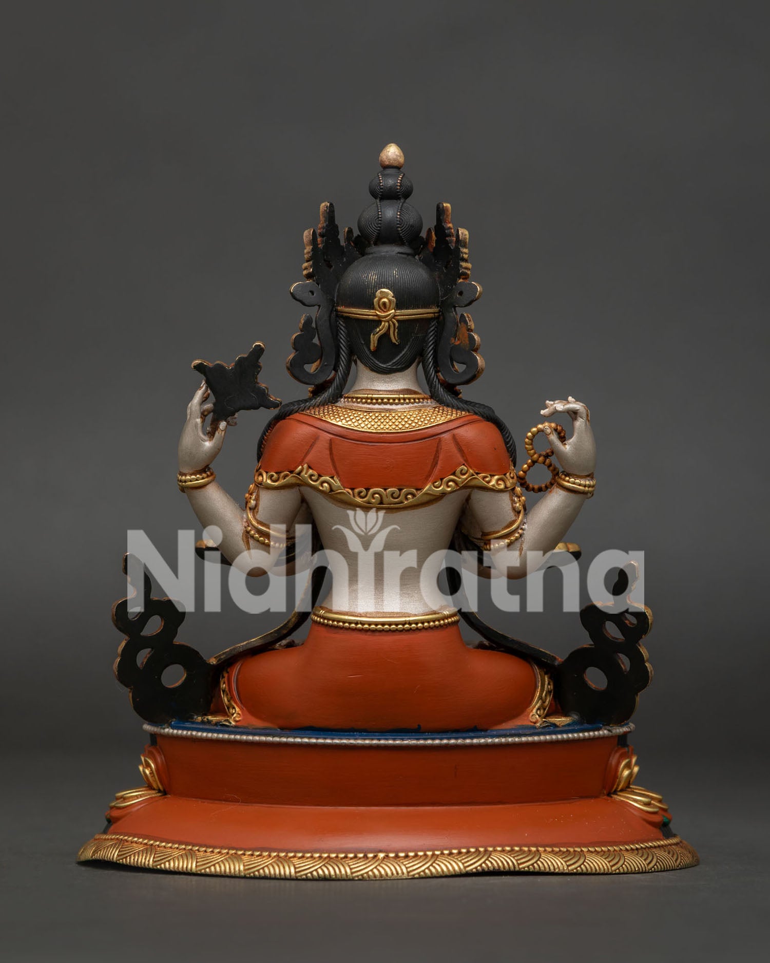 Chenrezig Statue Back View Handcrafted Copper Buddhist Sculpture