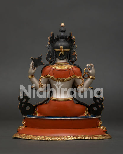 Chenrezig Statue Back View Handcrafted Copper Buddhist Sculpture