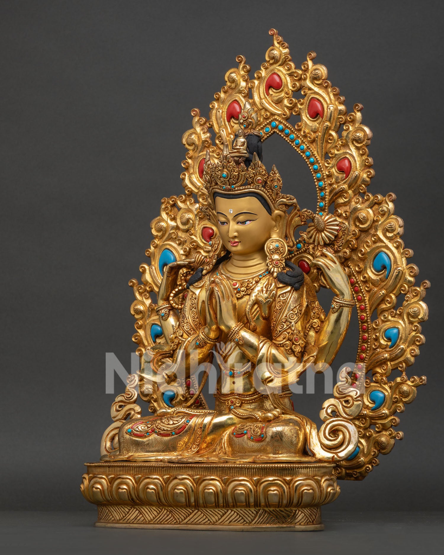 Chenrezig Statue Four Armed Bodhisattva Left View Side