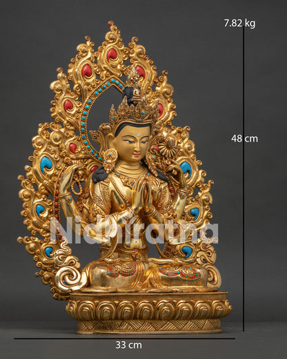 Chenrezig Statue Four Armed Bodhisattva Right View Side