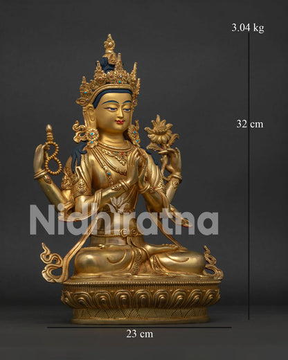 Chenrezig Statue right view side four armed Bodhisattva Buddhist sculpture
