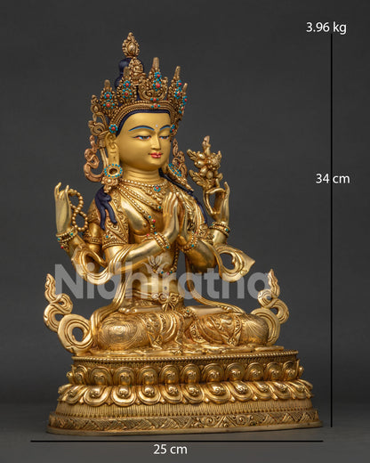 Chenrezig Statue right view side showing four arms and traditional Buddhist details