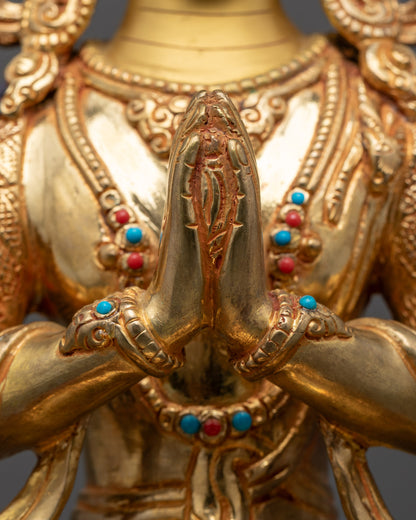 Handcrafted Chenrezig Statue | Tibetan Avalokiteshvara Bodhisattva Idol