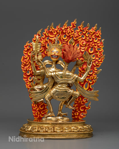 Citipati male and female skeleton deities dancing on lotus pedestal.