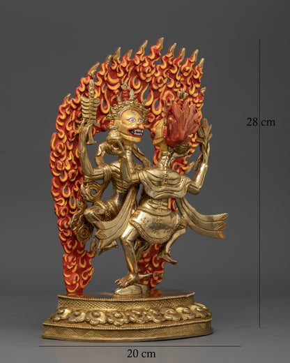 Citipati skeleton deities holding skull cup and staff in dancing pose.