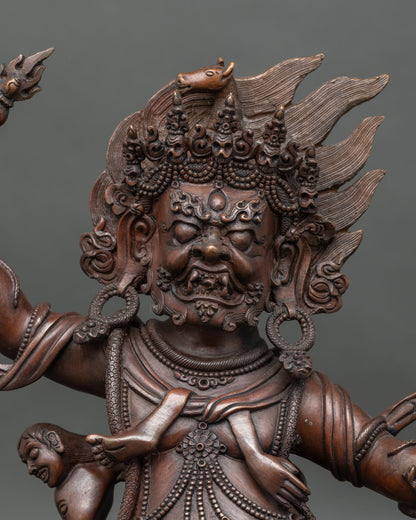 Close up Hayagriva face fierce expression staff lasso tantric Buddhist art