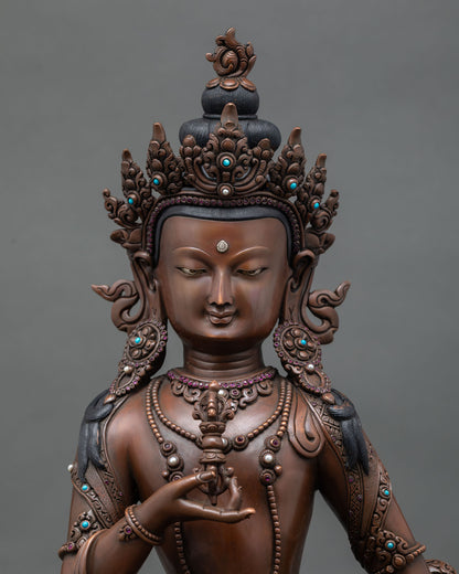 Close-up of Dorje Sempa sculpture with acrylic details and sacred ornaments