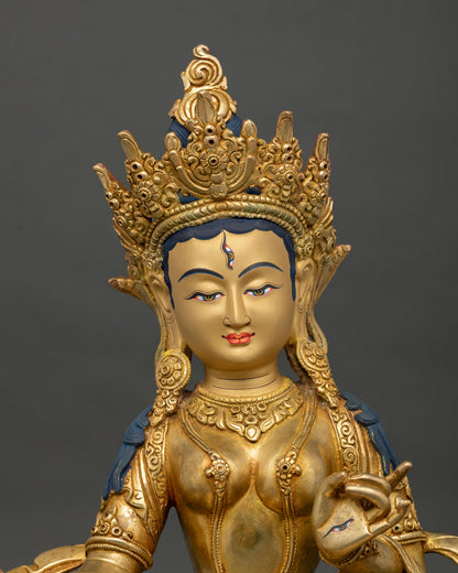 close up of dukar white umbrella goddess face with serene third eye detail