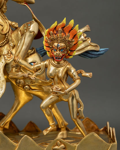 close up palden lhamo attendants simhavaktra fierce dakini protectors nepalese buddhist art