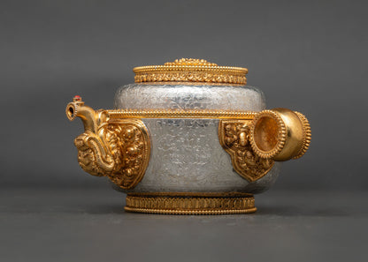 close up torjang plate set teapot dragon head details