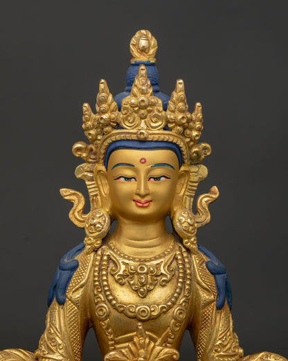 Close up view of Amitayus, holding sacred vase with nectar of immortality