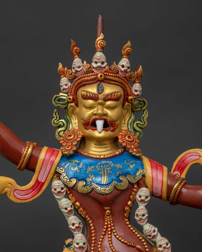 Close Up View of Ekajati Statue, Showing Single Eye Extended Tongue and Fierce Expression