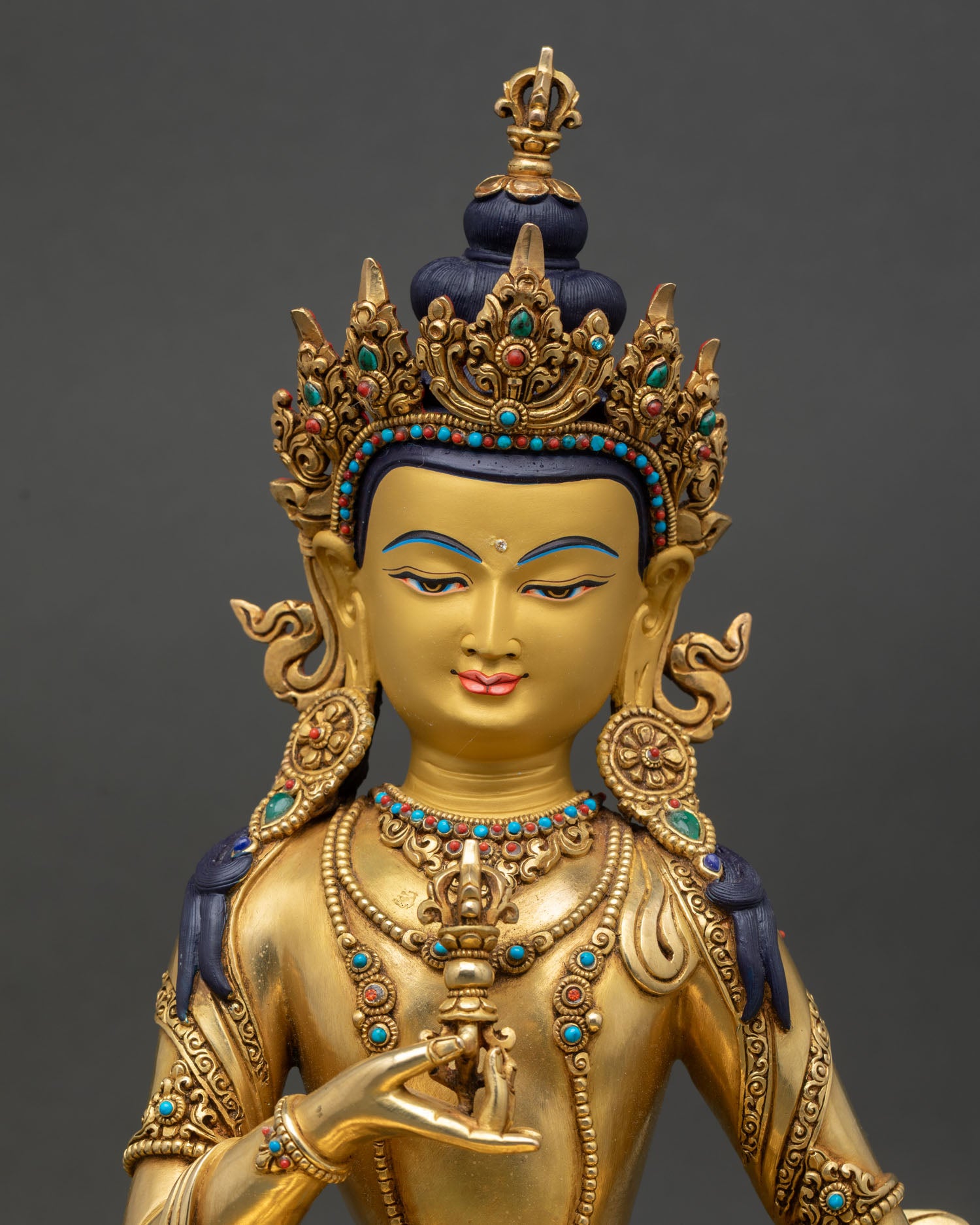 Close up view of Vajrasattva Buddhist purification deity statue 