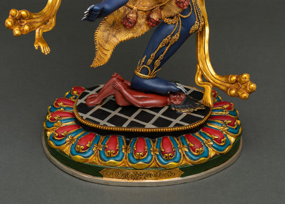 Colorful lotus pedestal of the handmade Troma Nagmo Statue with traditional Nepalese artistry.