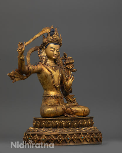 Antique Finish Five Bodhisattva Statue Set | Sacred Buddhist Set