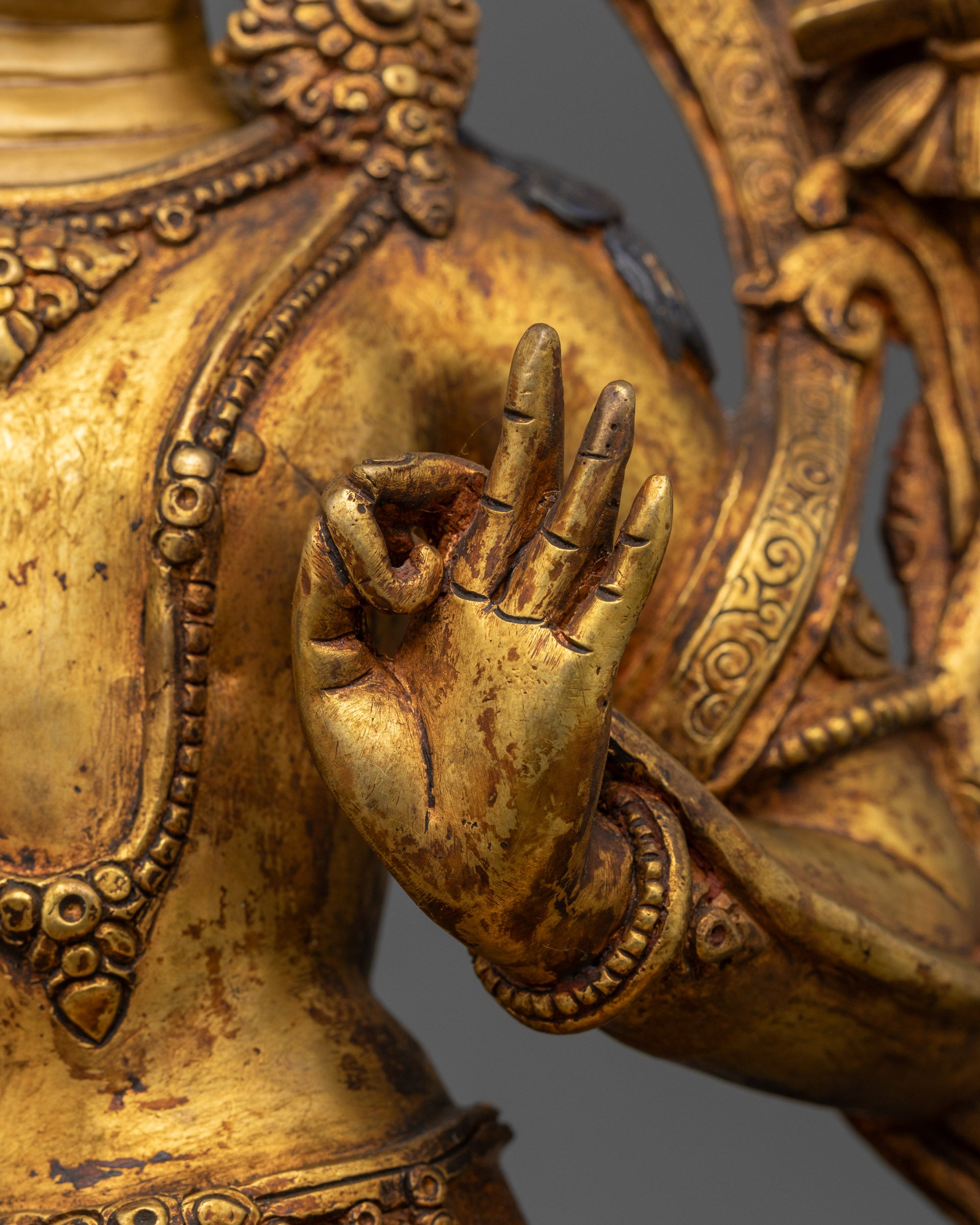 Antique Finish Manjushri Statue | Handcrafted Himalayan Buddhist Art
