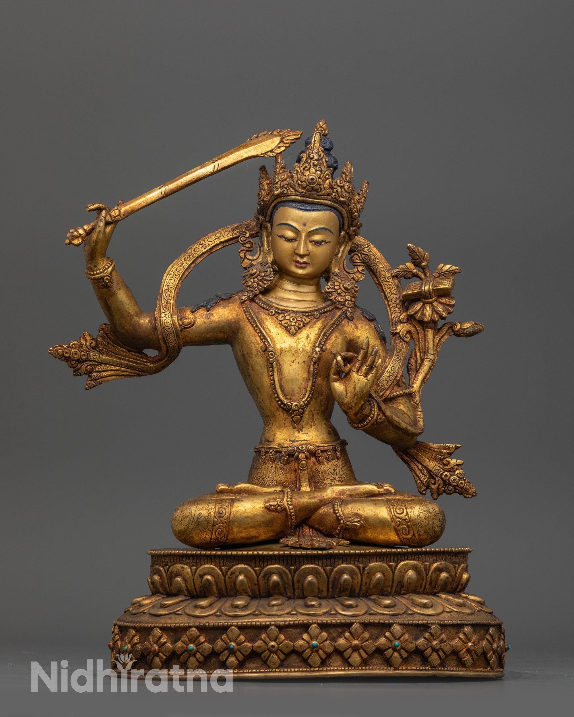 Antique Finish Five Bodhisattva Statue Set | Sacred Buddhist Set