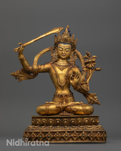 Antique Finish Five Bodhisattva Statue Set | Sacred Buddhist Set