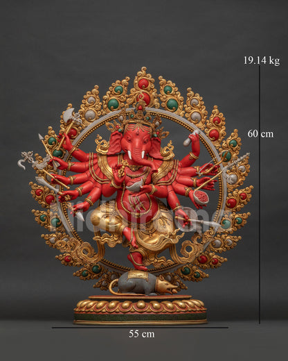 Dancing Ganesh Idol Front View | Elephant Deity Sculpture for Home Temple