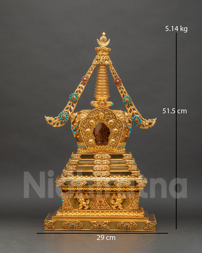 Copper Tibetan Stupa | Buddhist Shrine From Nepal