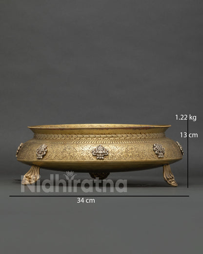 Decorative Urli Bowl with circular patterns for flowers candles and sacred offerings