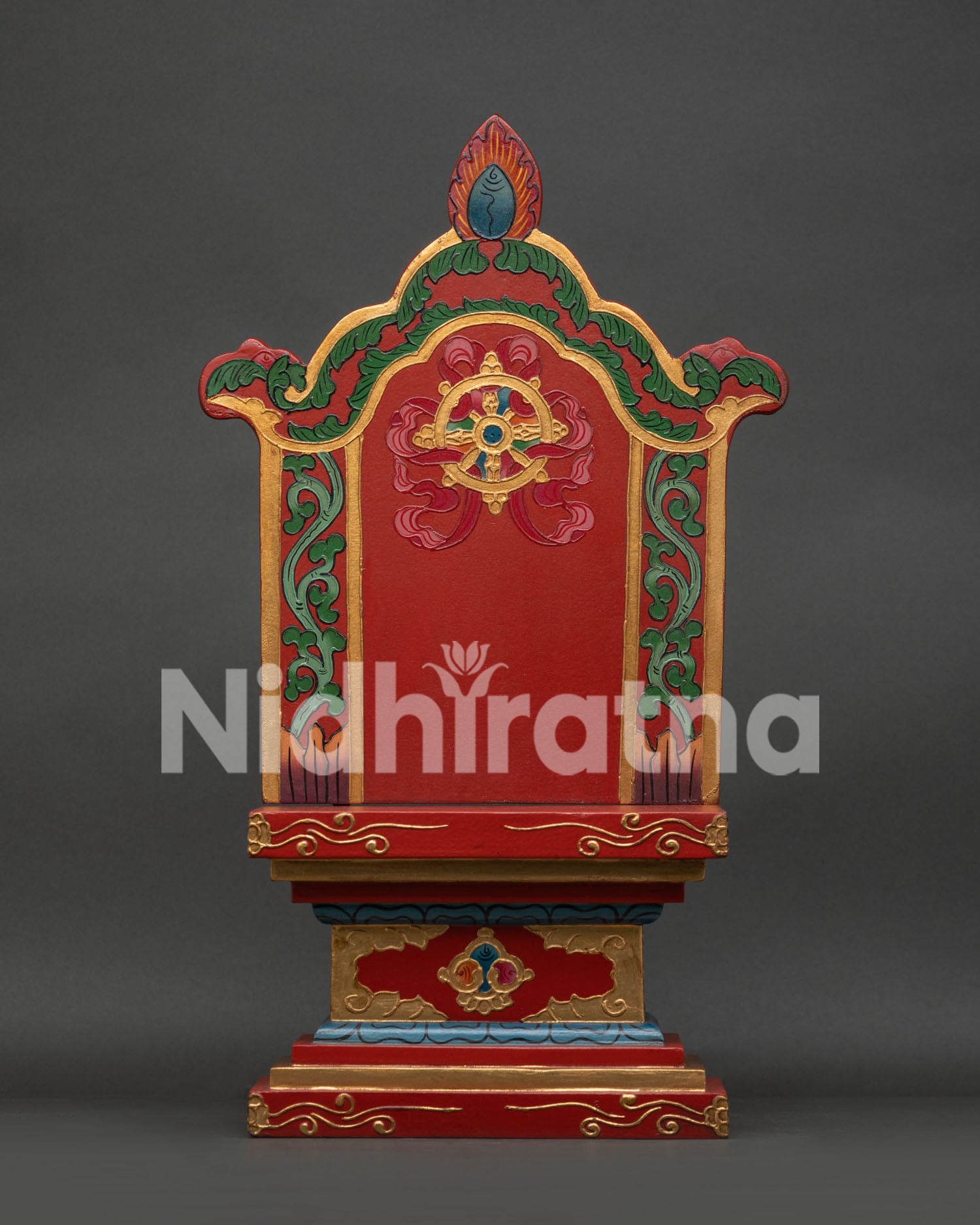 Decorative wooden throne for 9 to 10 inch Buddhist statues