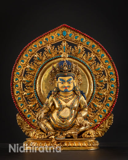 Detail Dzambhala statue, wealth prosperity symbolism, Nepal