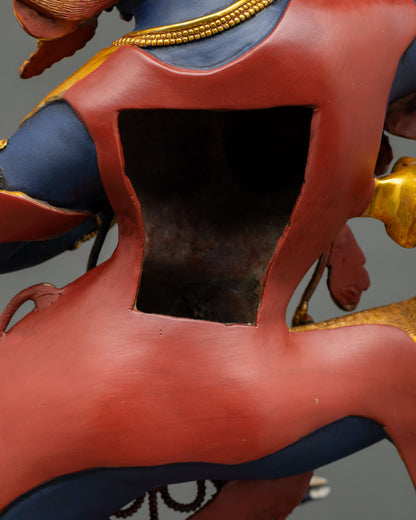 Detail of the flayed elephant skin on the Troma Nagmo Statue symbolizing ego's conquest.