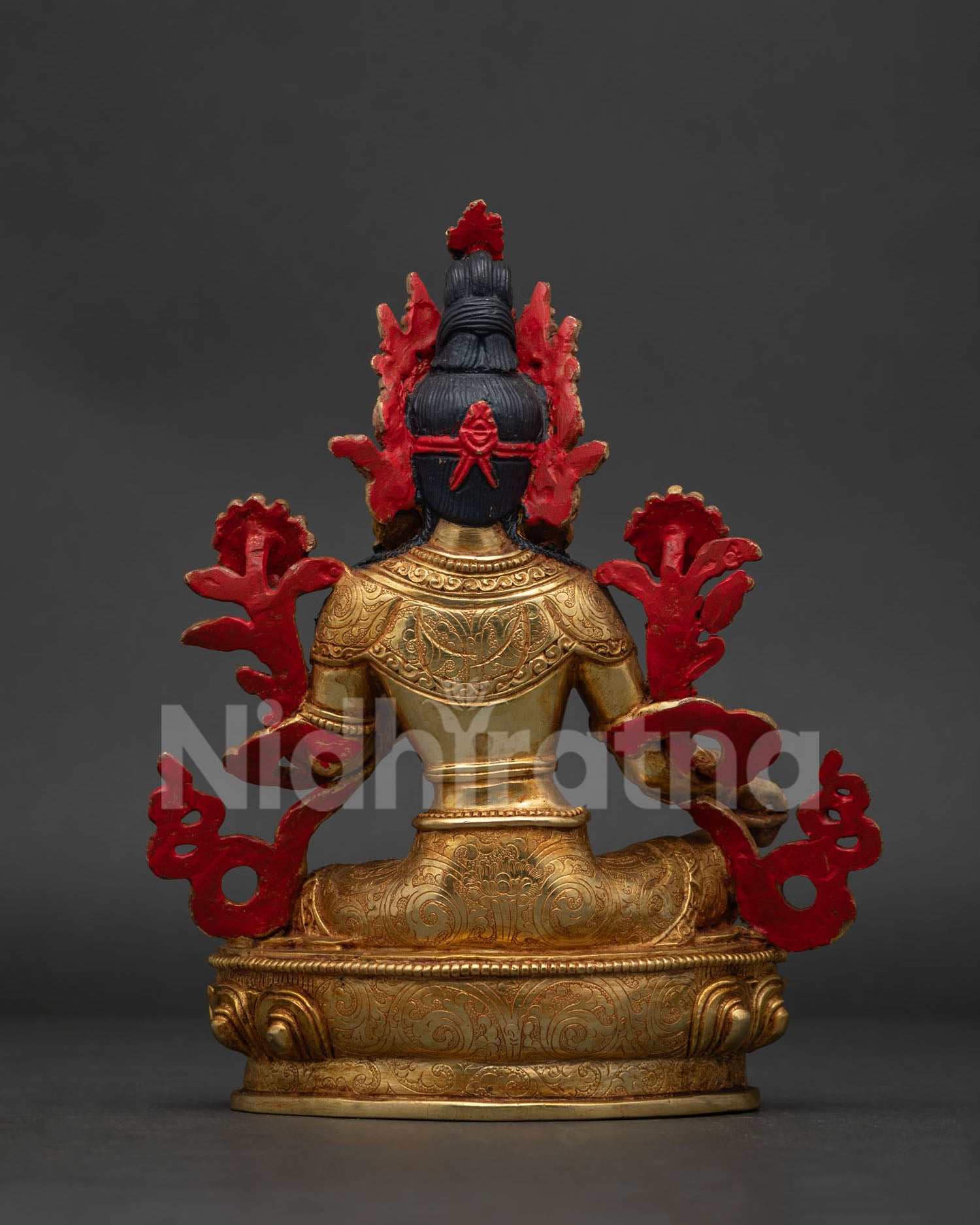 Detailed Green Tara statue symbolizing compassion protection and wisdom.