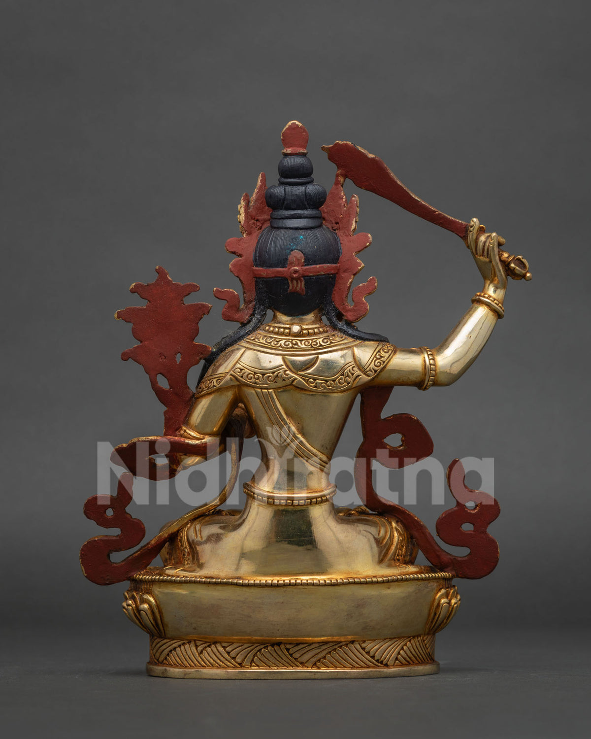 Detailed manjushri statue symbolizing wisdom insight clarity and understanding.
