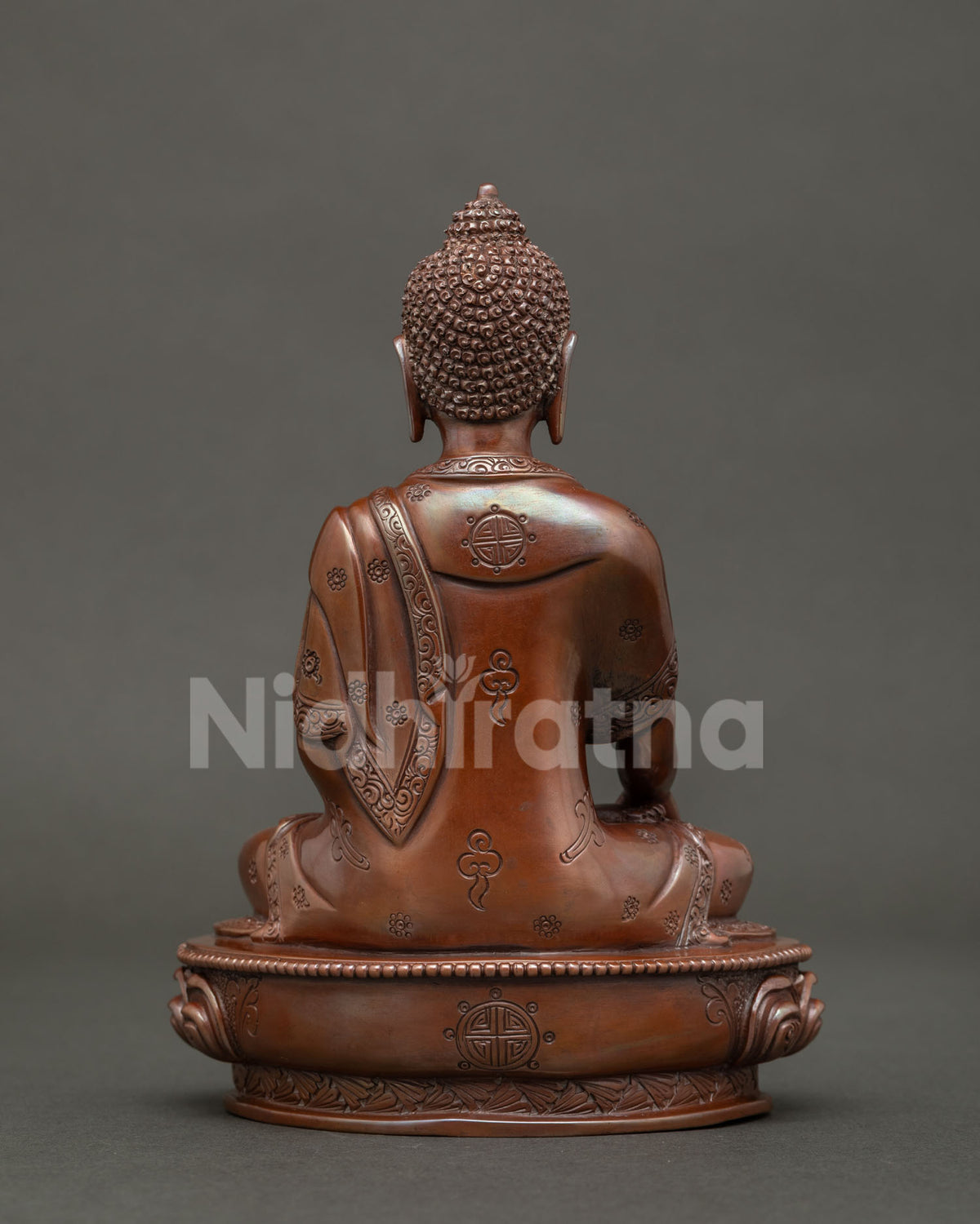 Detailed mitrugpa akshobhya statue on lotus pedestal handcrafted in patan nepal.