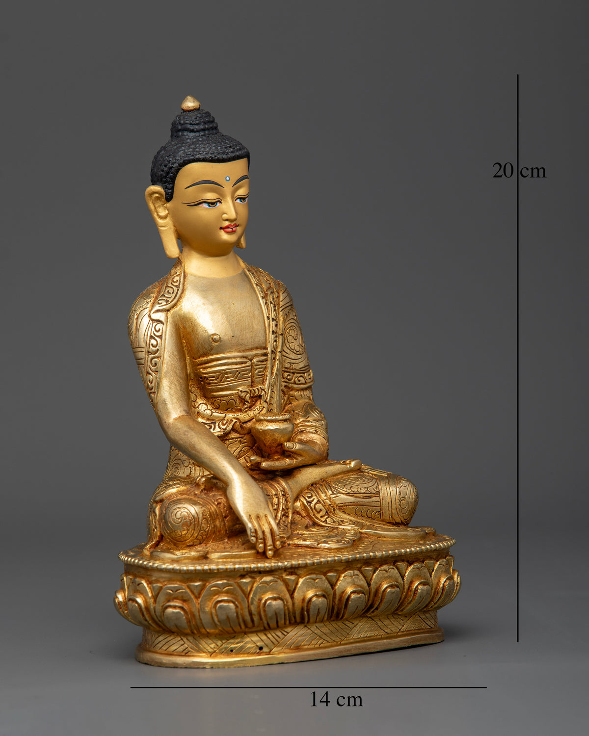 Detailed Shakyamuni Buddha with Gold Gilded Nepalese Craftsmanship
