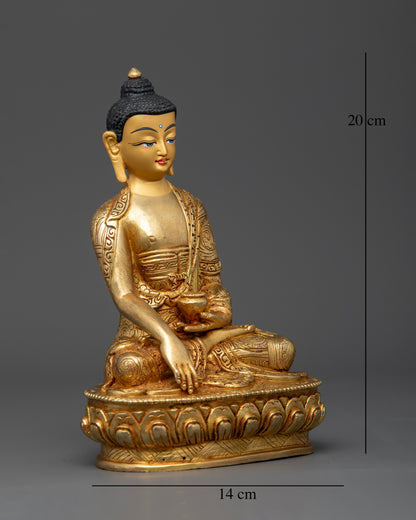 Detailed Shakyamuni Buddha with Gold Gilded Nepalese Craftsmanship