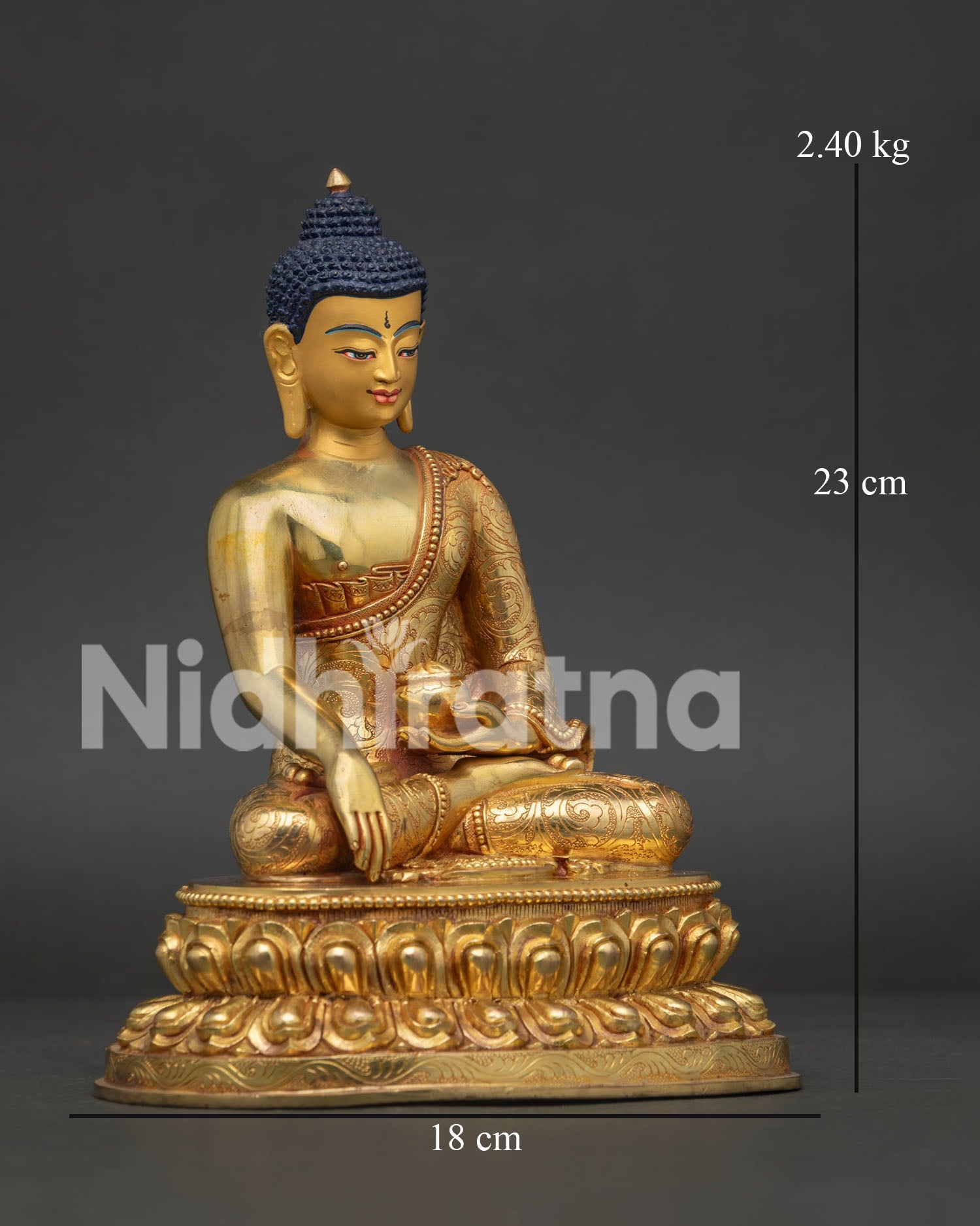 Detailed Shakyamuni Buddha with Hand Carved Monk Robe Patterns
