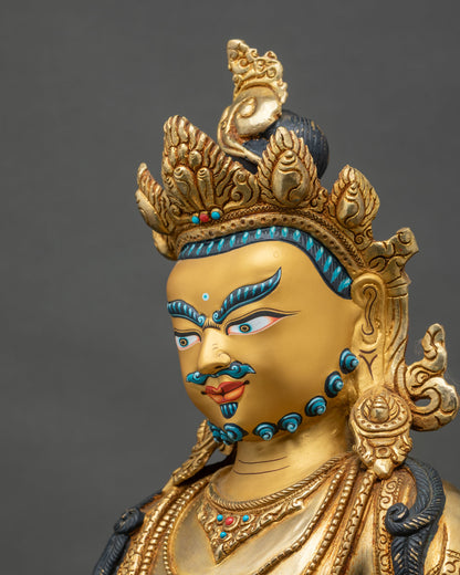 detailed-side-close-up-dzambhala-statue-lotus-seat-crown-details