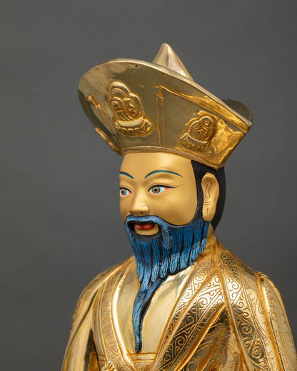 Detailed Side Close Up of Zhabdrung Statue with Ornate Crown
