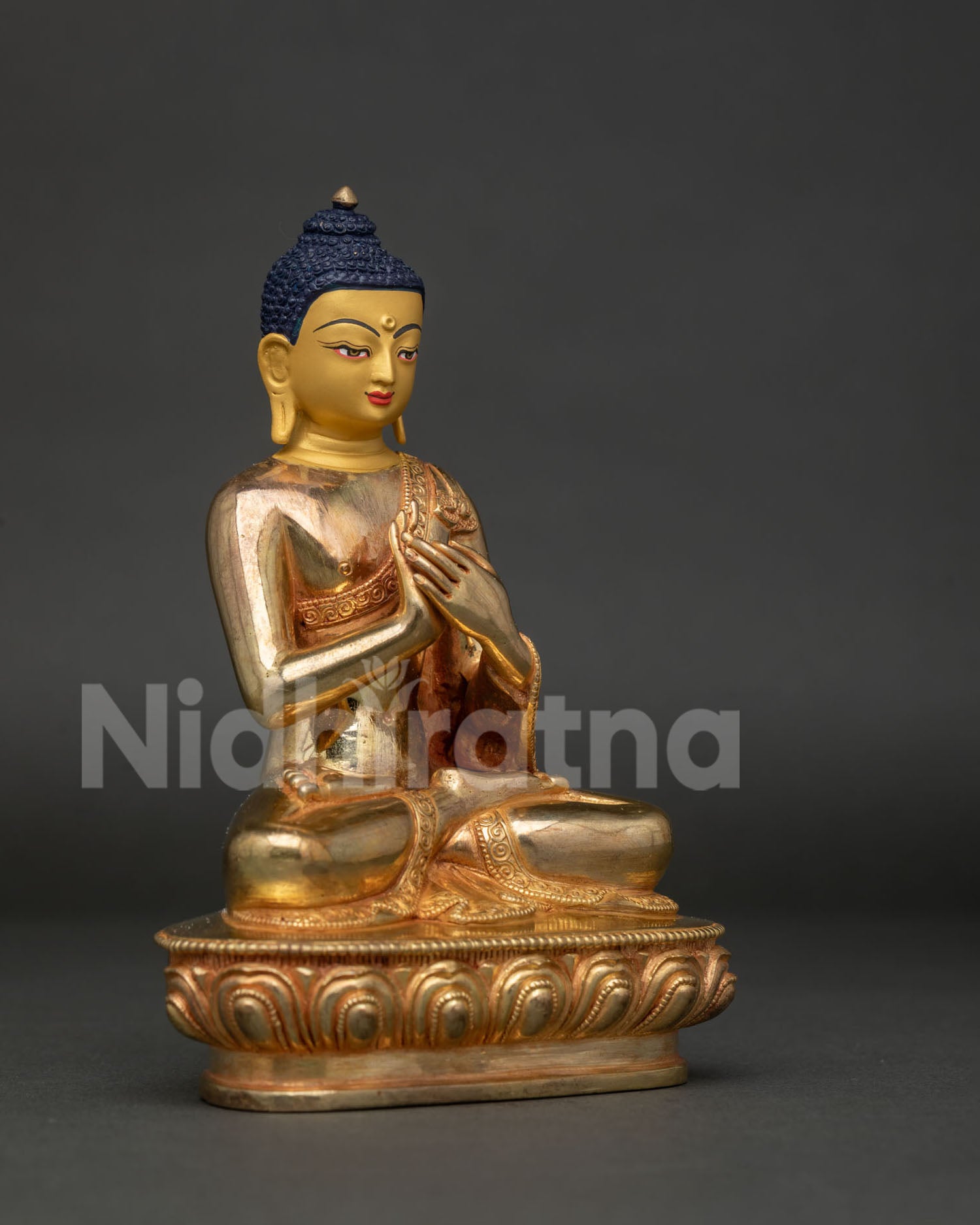 Detailed Vairocana Buddha Face with Gold Gilded Nepalese Craftsmanship.