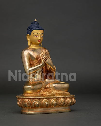 Detailed Vairocana Buddha Face with Gold Gilded Nepalese Craftsmanship.