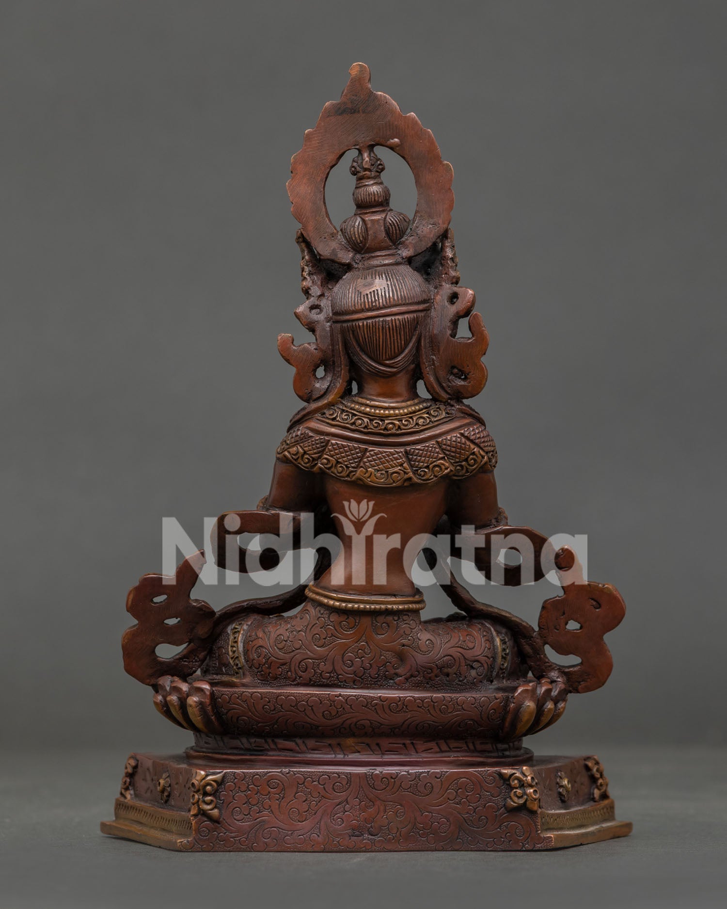 Detailed Vajradhara Statue with Hand Carved Floral Motif Robe.