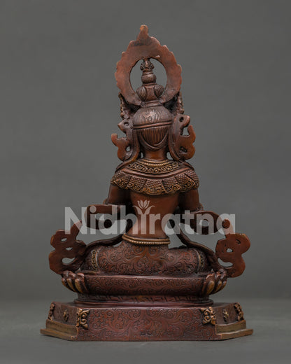 Detailed Vajradhara Statue with Hand Carved Floral Motif Robe.