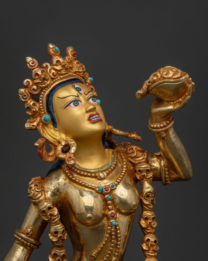 Detailed Vajrayogini Face with Skull Garland and Semi Precious Stone Adornment.