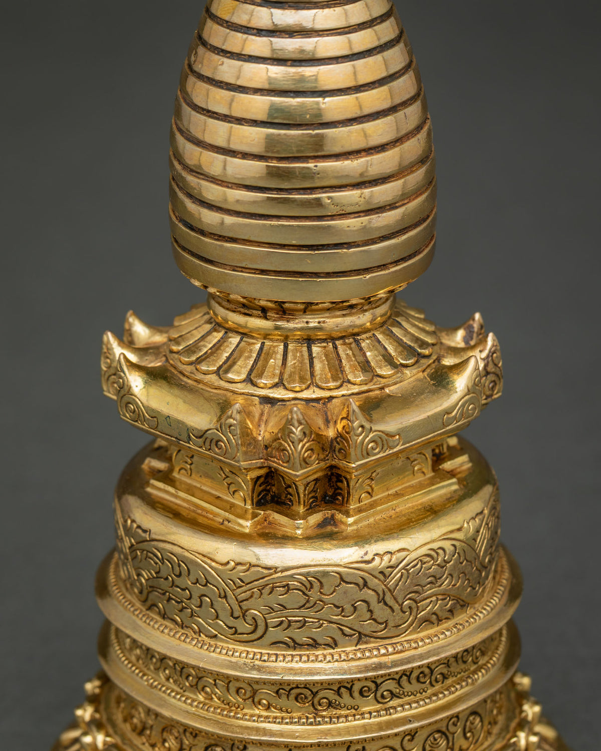 Detailed Image: Detailed view of Buddhist Kadampa Stupa handcrafted by a Newari artisan in Patan, Nepal