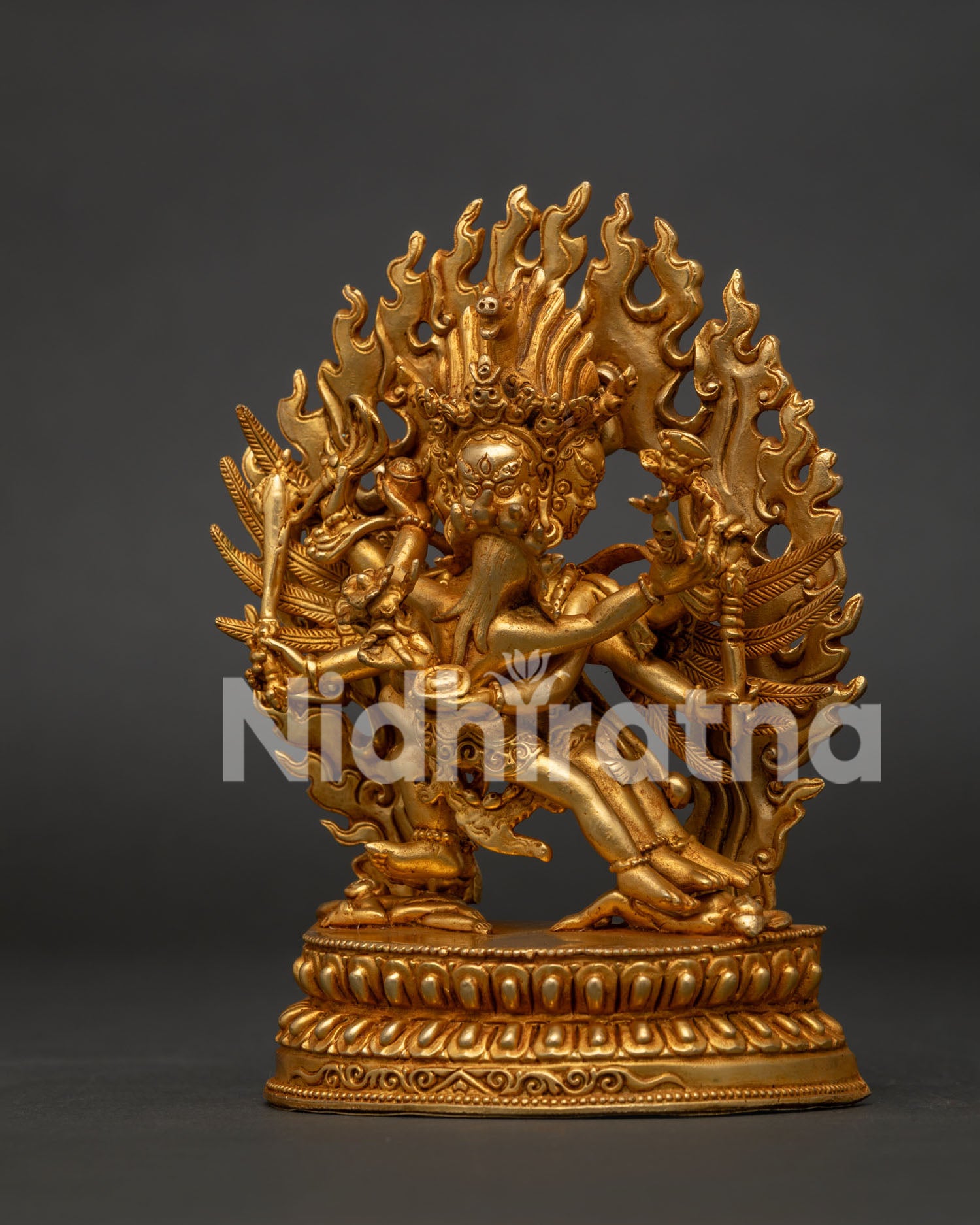 Detailed View of Hayagriva Wings Vajra Sword and Wisdom Flame.