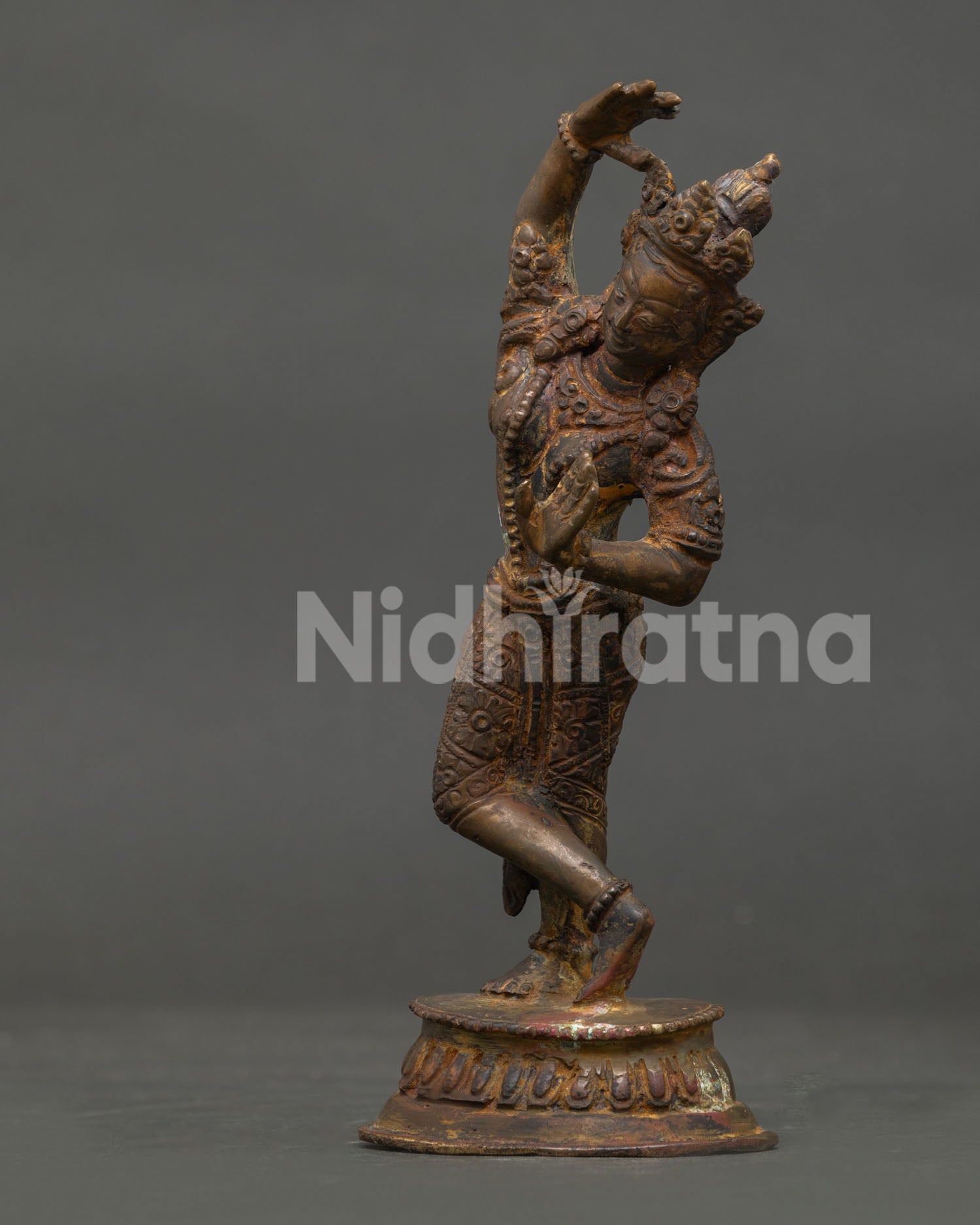 Detailed View of Maya Devi Hand Carved Garment and Lotus Pedestal.