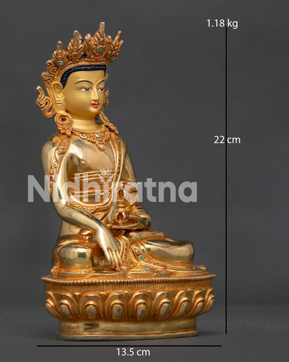 Detailed View of Mitrugpa Buddha Vajra Hand and Semi Precious Stone Adornments.