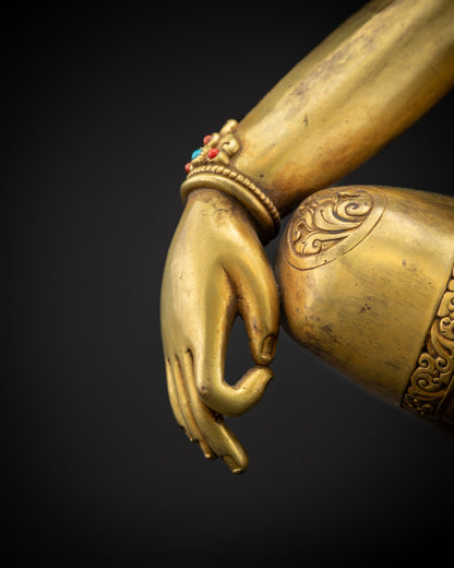 detailed mudra close up on chenrezig statue ornaments