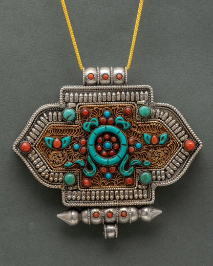 Dharma Wheel Ghau Mala Newari Buddhist amulet Himalayan jewelry