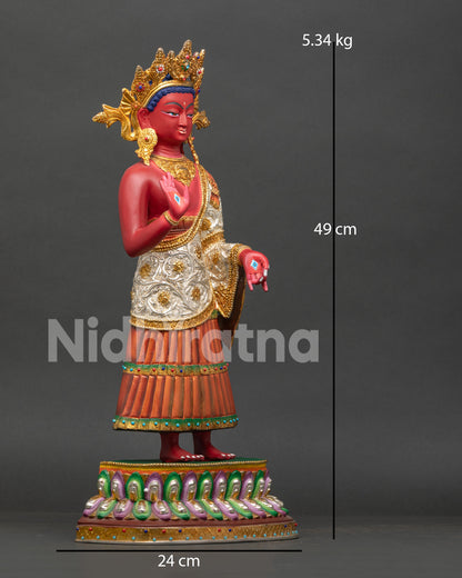Dipankara Buddha statue with Varada Mudra Abhaya Mudra hand painted Himalayan Buddhist sculpture